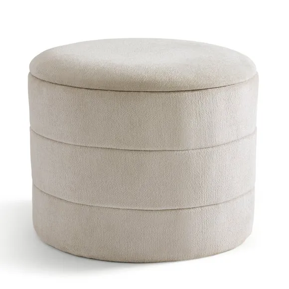 Chenille Round Ottoman with Tray 4