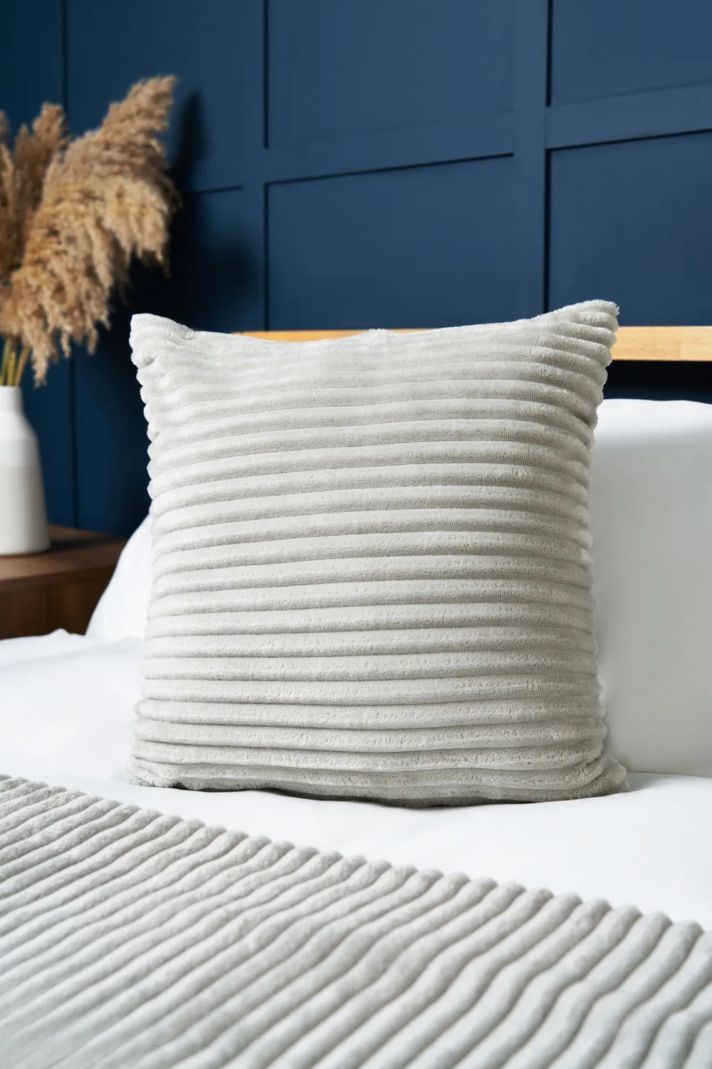 BHS Luxury Ribbon Velvet Cushion in Silver 1