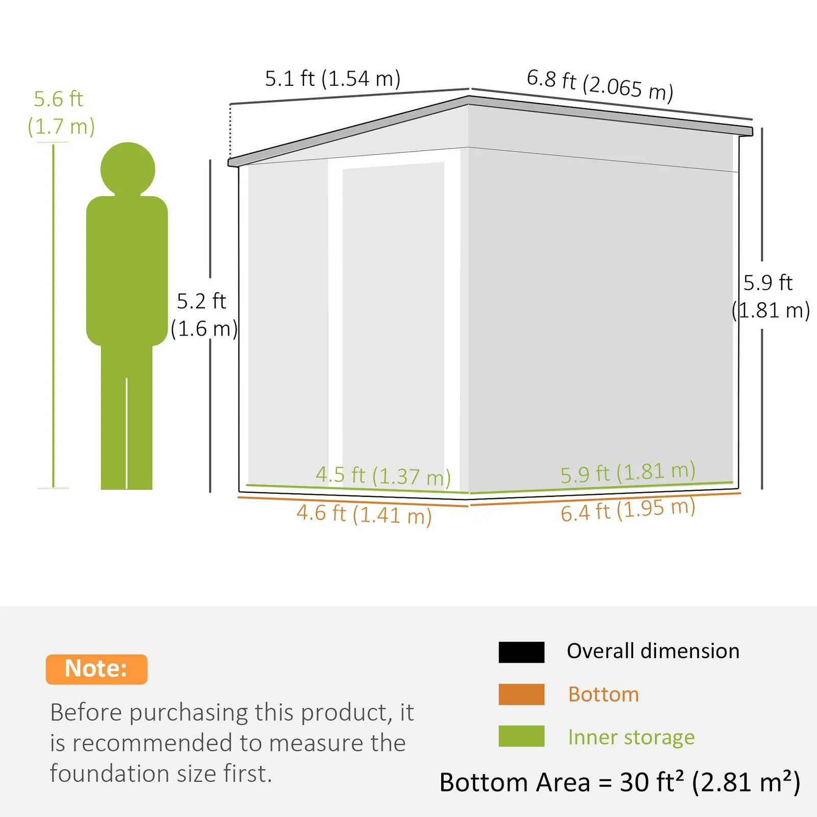 OUTSUNNY 7 x 5FT Garden Shed w/ Foundation Lean to Metal Tool Shed in White 3