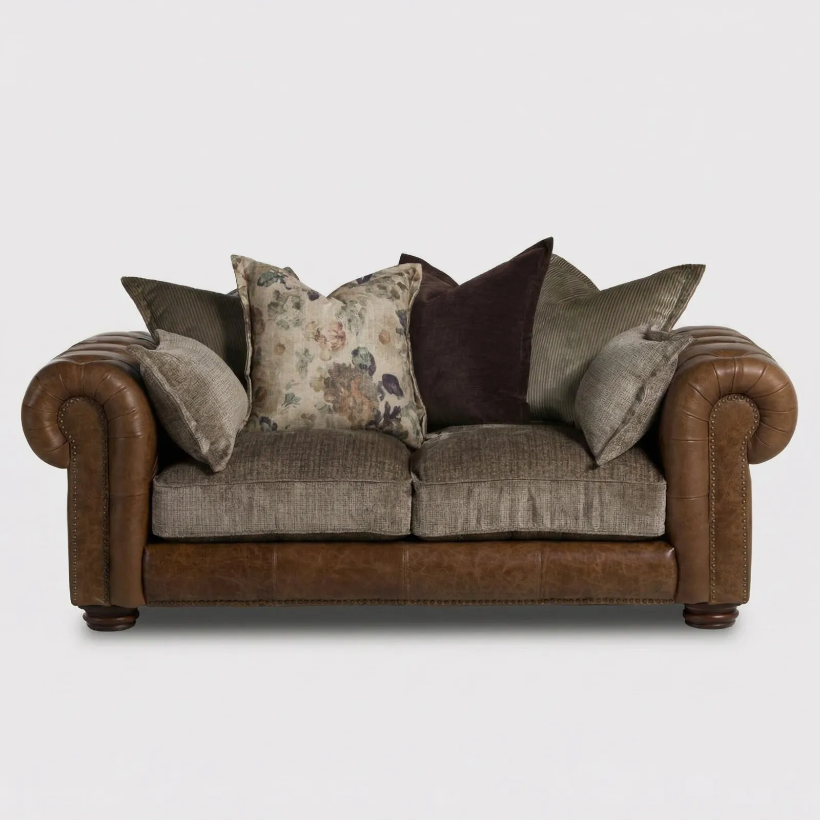 Taunton 2 Seater Sofa, Brown Fabric & Leather | Barker & Stonehouse