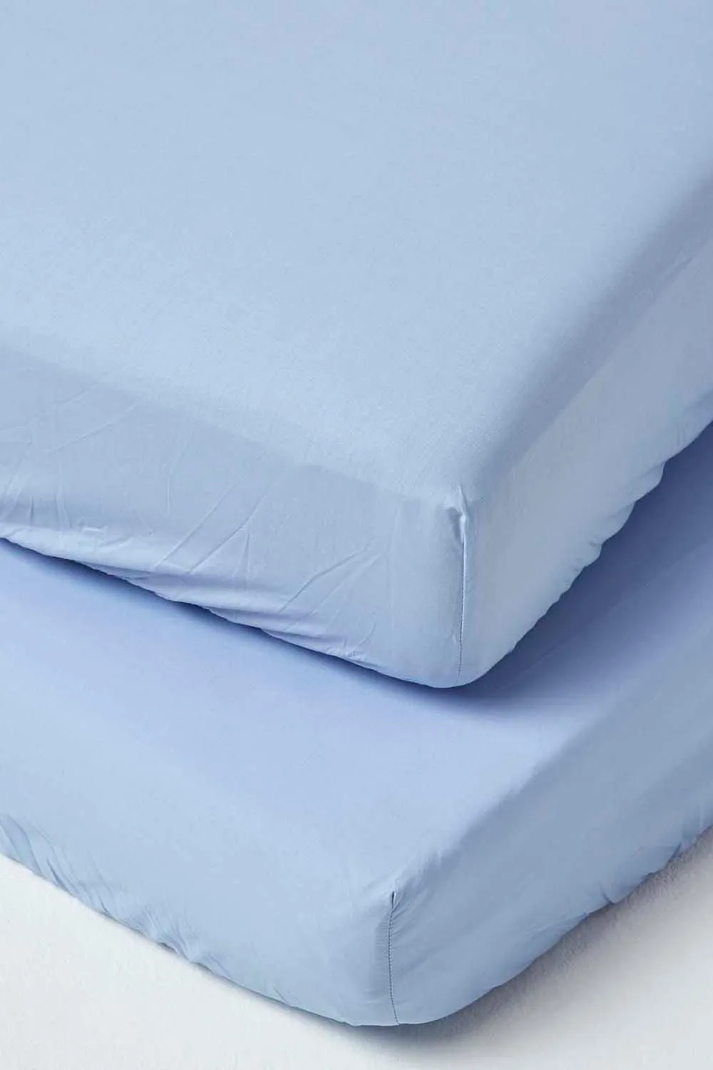 Homescapes Cotton Cot Bed Fitted Sheets 200 Thread Count, 2 Pack in Blue 1