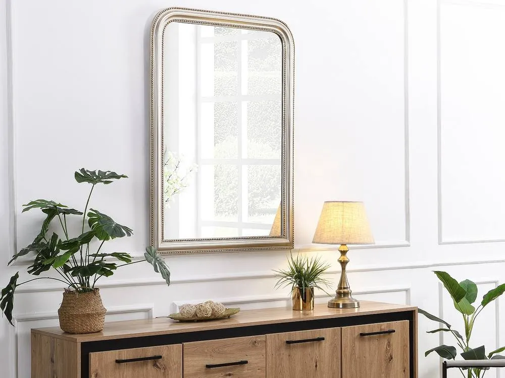 Vente-unique Paulownia Wood Overmantel Mirror - L80 X H110 Cm - Champagne - HELOISE in Silver