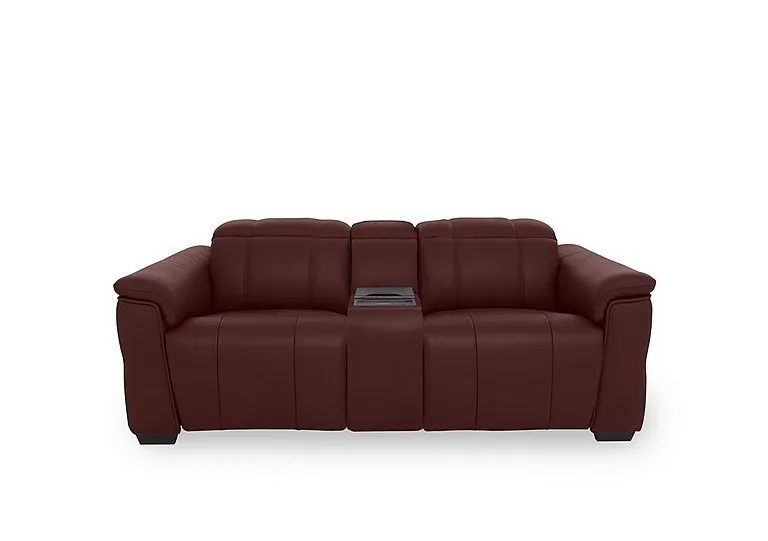 Inca NC Leather 2 Seater Power Recliner Sofa with Power Headrests and Fridge Console - Ruby