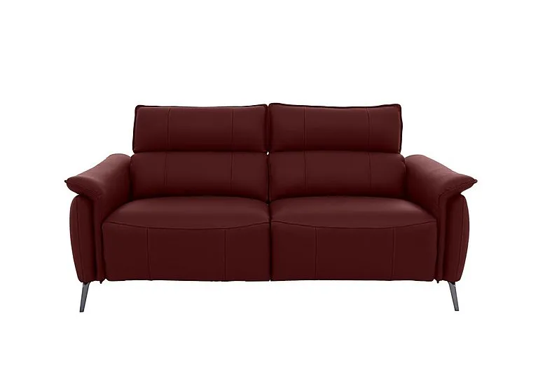 Jude Leather 3 Seater Power Recliner Sofa with Power Headrests - Montana Ruby