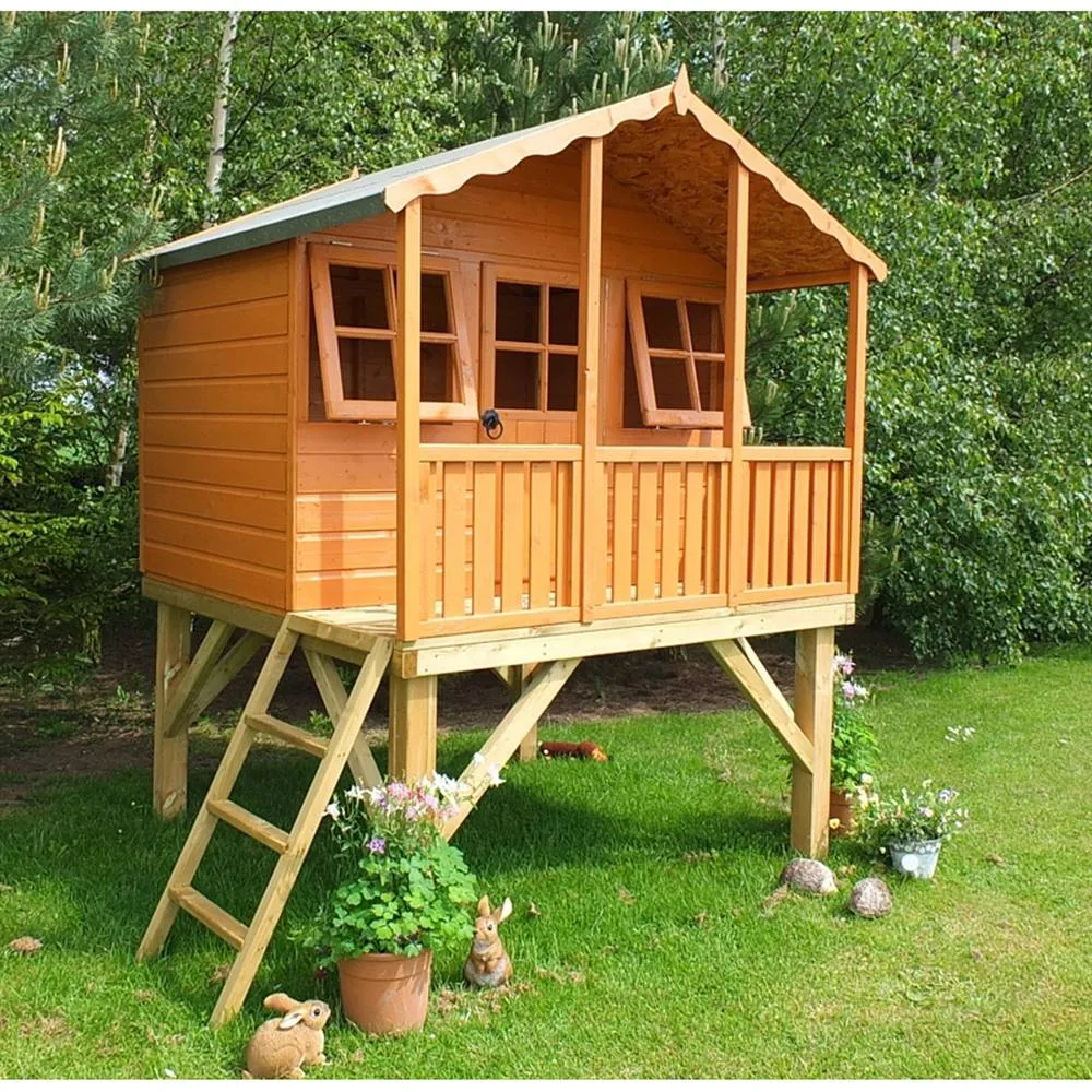 Shires Stork + Platform Playhouse Kid's Wendy House in Brown