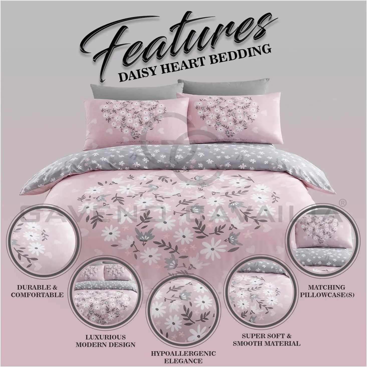 GAVENO CAVAILIA Ditsy Hearts Printed Duvet Cover in Pink 2