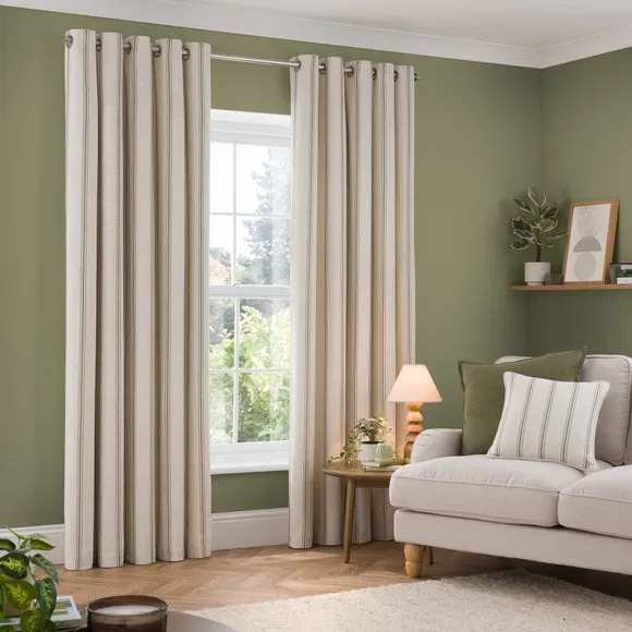 Folkstone Stripe Eyelet Curtains 2