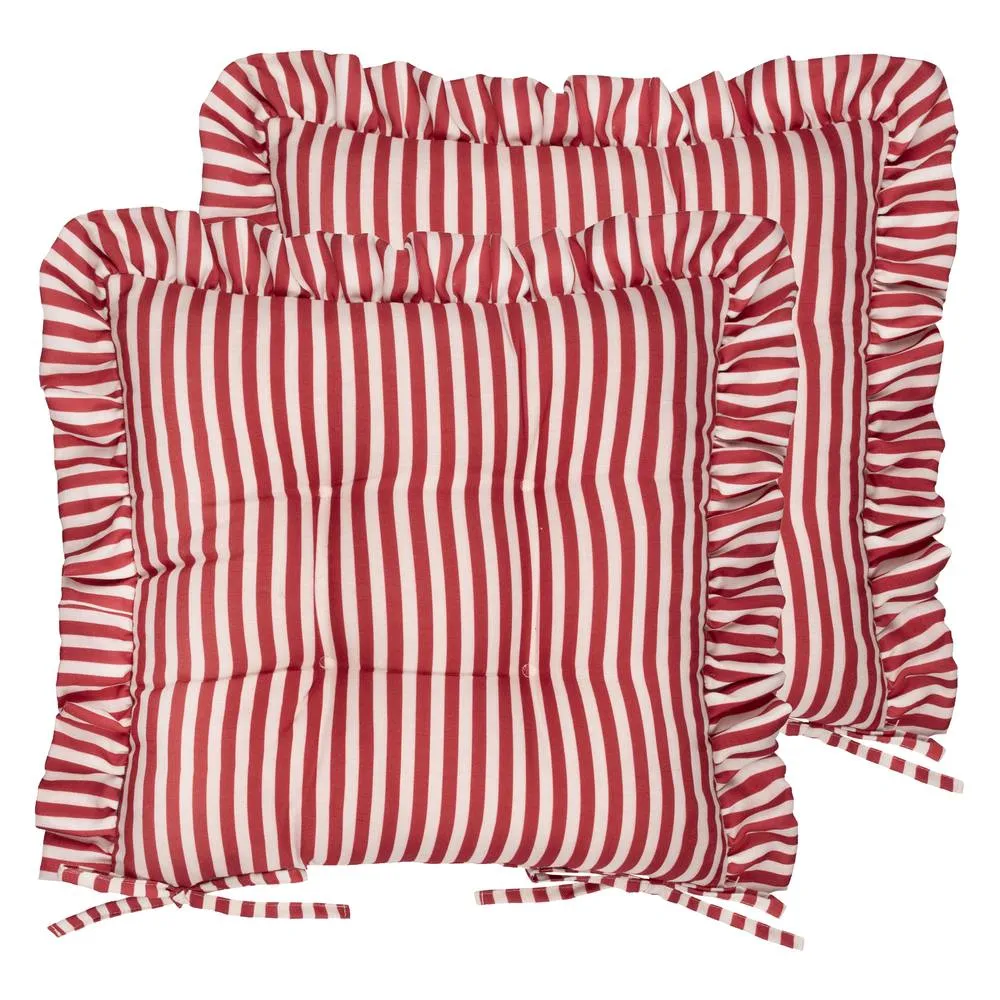 Wylder Millie Ruffle 2 Pack Indoor/Outdoor Seat Pads in Red 2