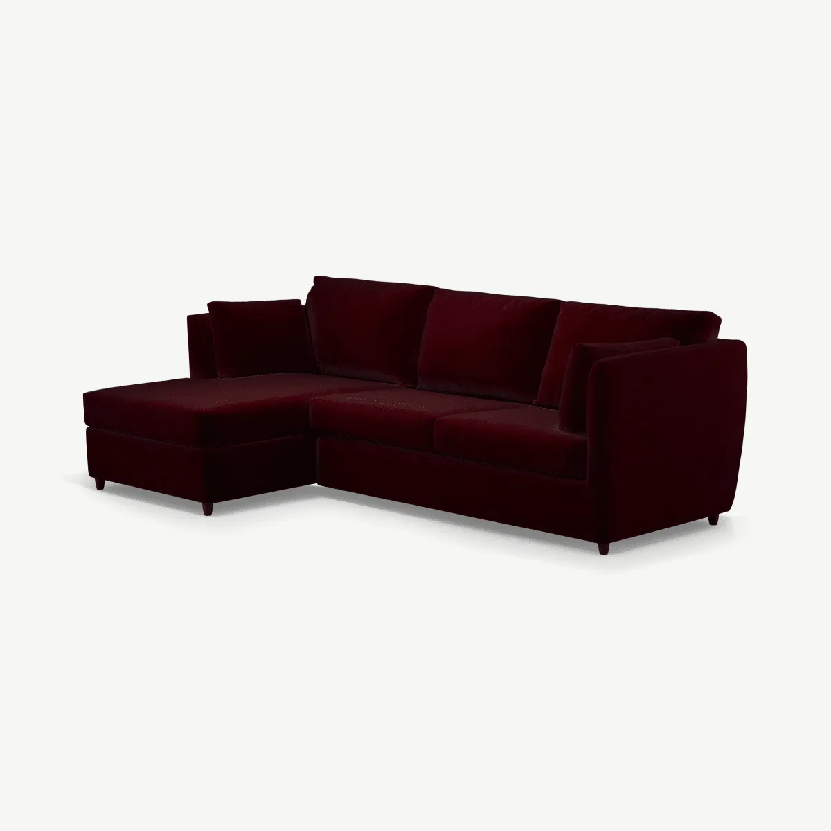 Milner Left Hand Facing Corner Storage Sofa Bed with Memory Foam Mattress, Shiraz Burgundy Velvet