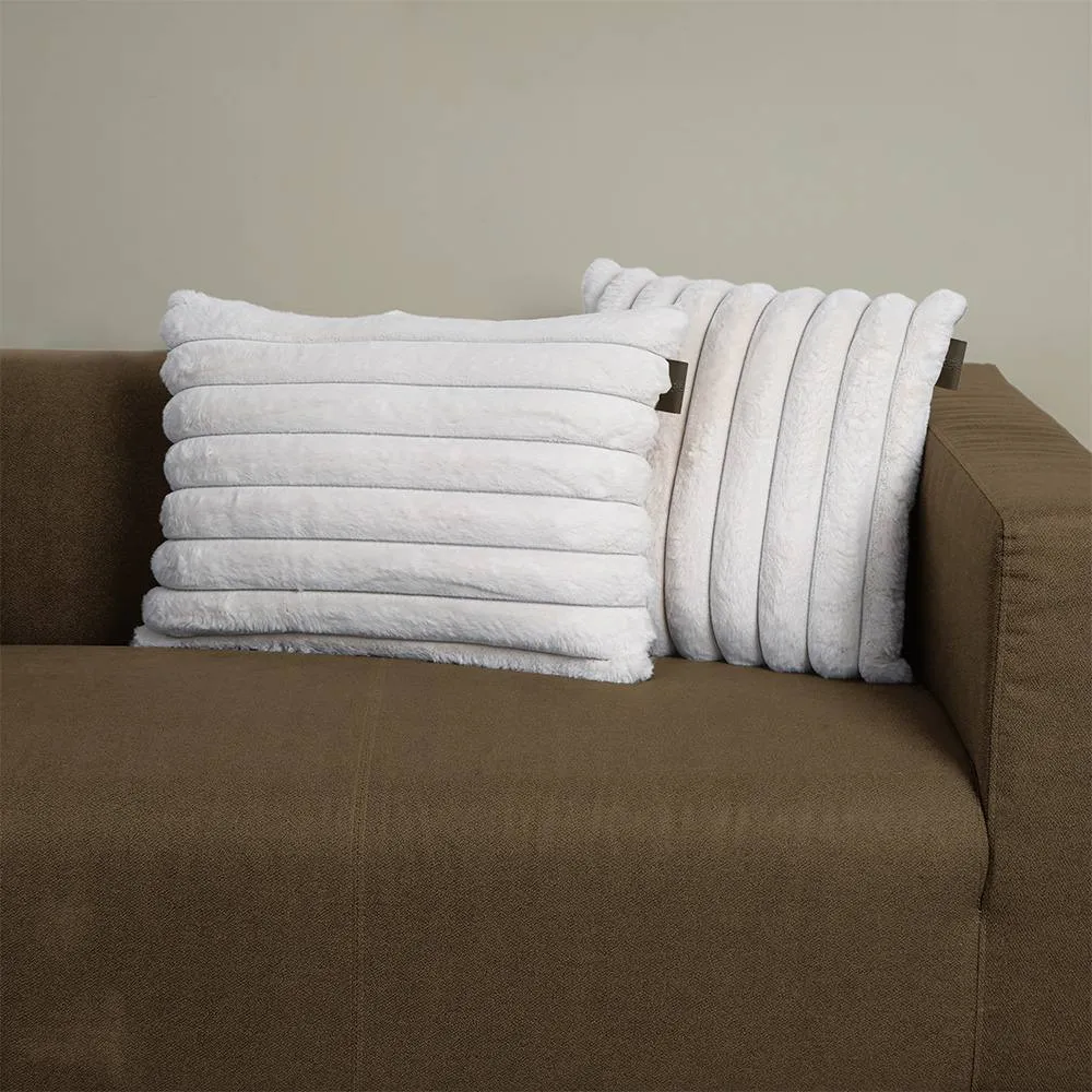 rucomfy Beanbags rucomfy Ribbed Faux Fur 40x60cm Cushion - Luxury Home Decor Pillow in Ivory
