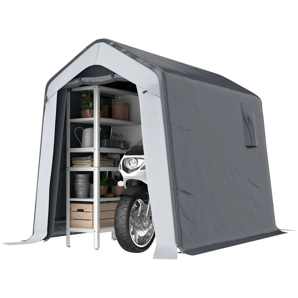 OUTSUNNY 1.8 x 2.4m Portable Storage Shed Heavy Duty Motorbike Shed in Grey 2