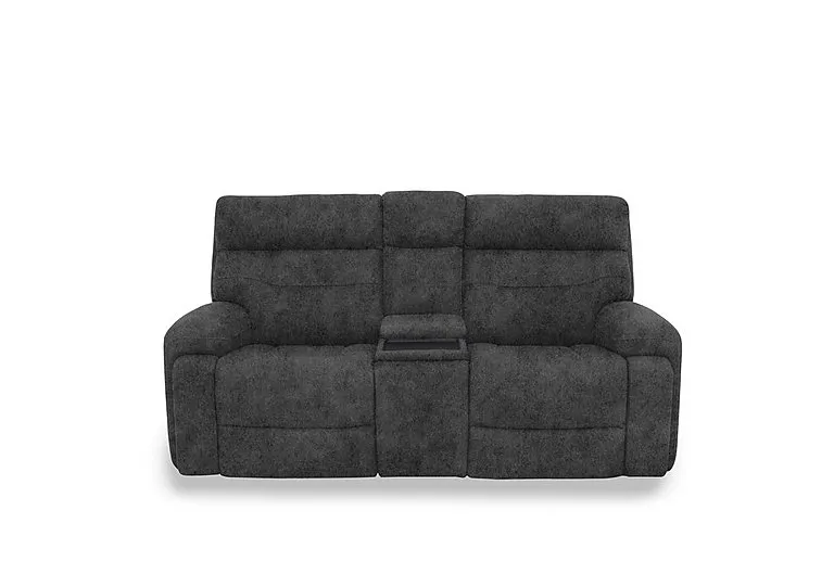 Cinemax Fabric 2 Seater Media Console Power Recliner Sofa with Power Headrests - Marble Dark Grey
