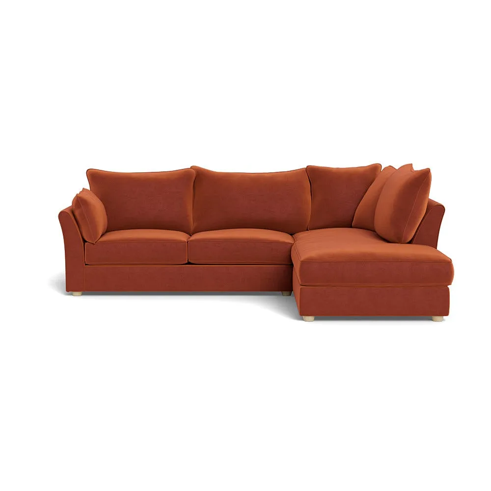 Heal's Tailor Right Hand Facing Corner Sofa Cotton Velvet Russet Natural Feet 1