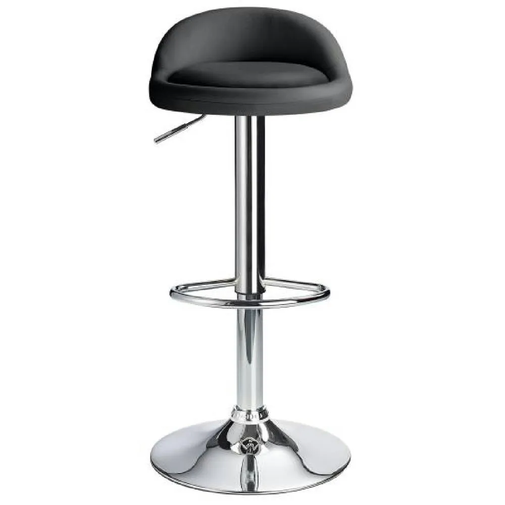 netfurniture Gaor Adjustable, Breakfast Bar Stool Faux Leather, Padded Seat Black 2