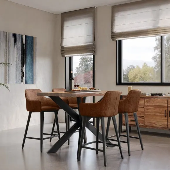 Indus Valley Logan 4 Seater Bar Table With 4 Logan Faux Leather Bar Stools 1