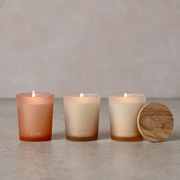 Serenity Tranquil Set of 3 Flow, Balance & Breathe Votive Candles 2