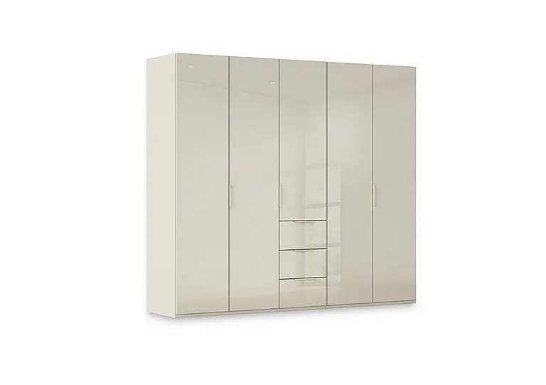 Haven 251cm 5 Door Combi Wardrobe with Glass Doors