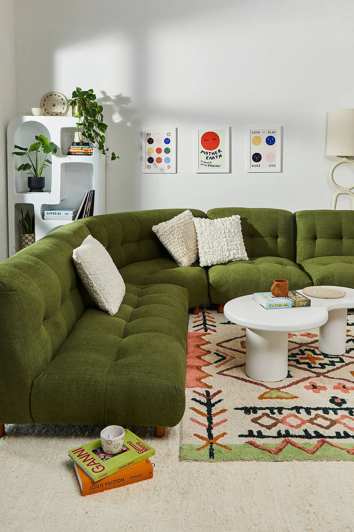 Analise Sectional L-Shaped Sofa - Green 83cm x 91.5cm x 76cm