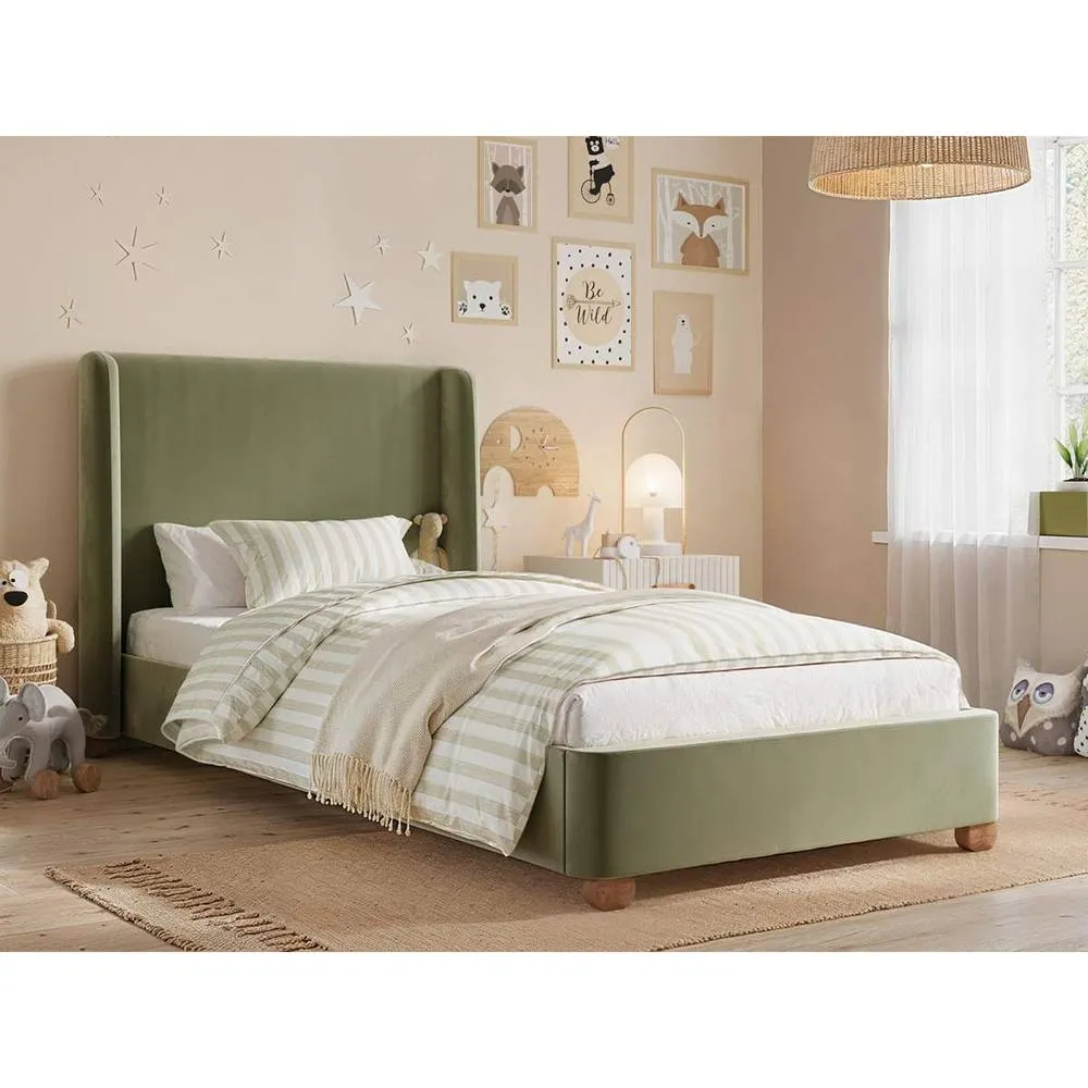 Flair Alma Single Winged Headboard Bed in Green 1