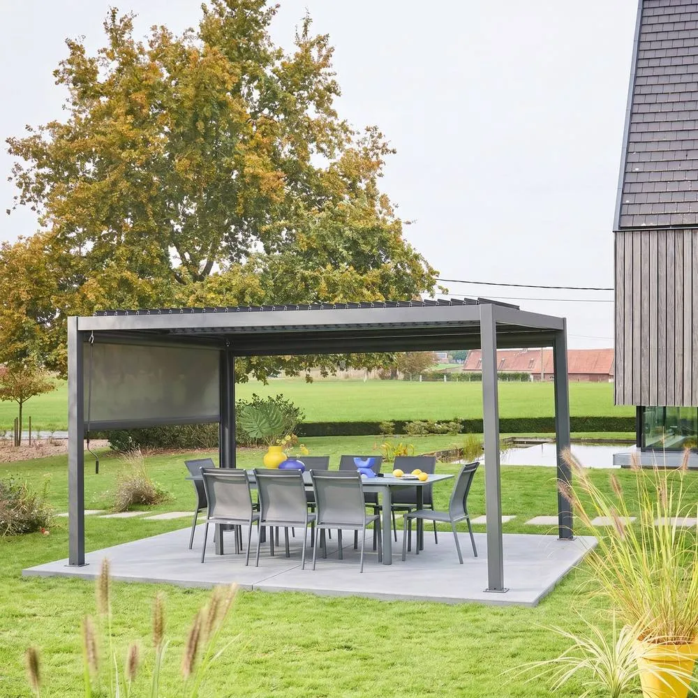 sweeek Louvered pergola 4 x 3m with a 3m blind in Dark Grey 4