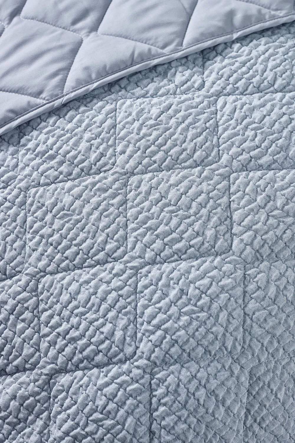 Catherine Lansfield 'Crinkle Seersucker Texture' Bedspread in Blue 2
