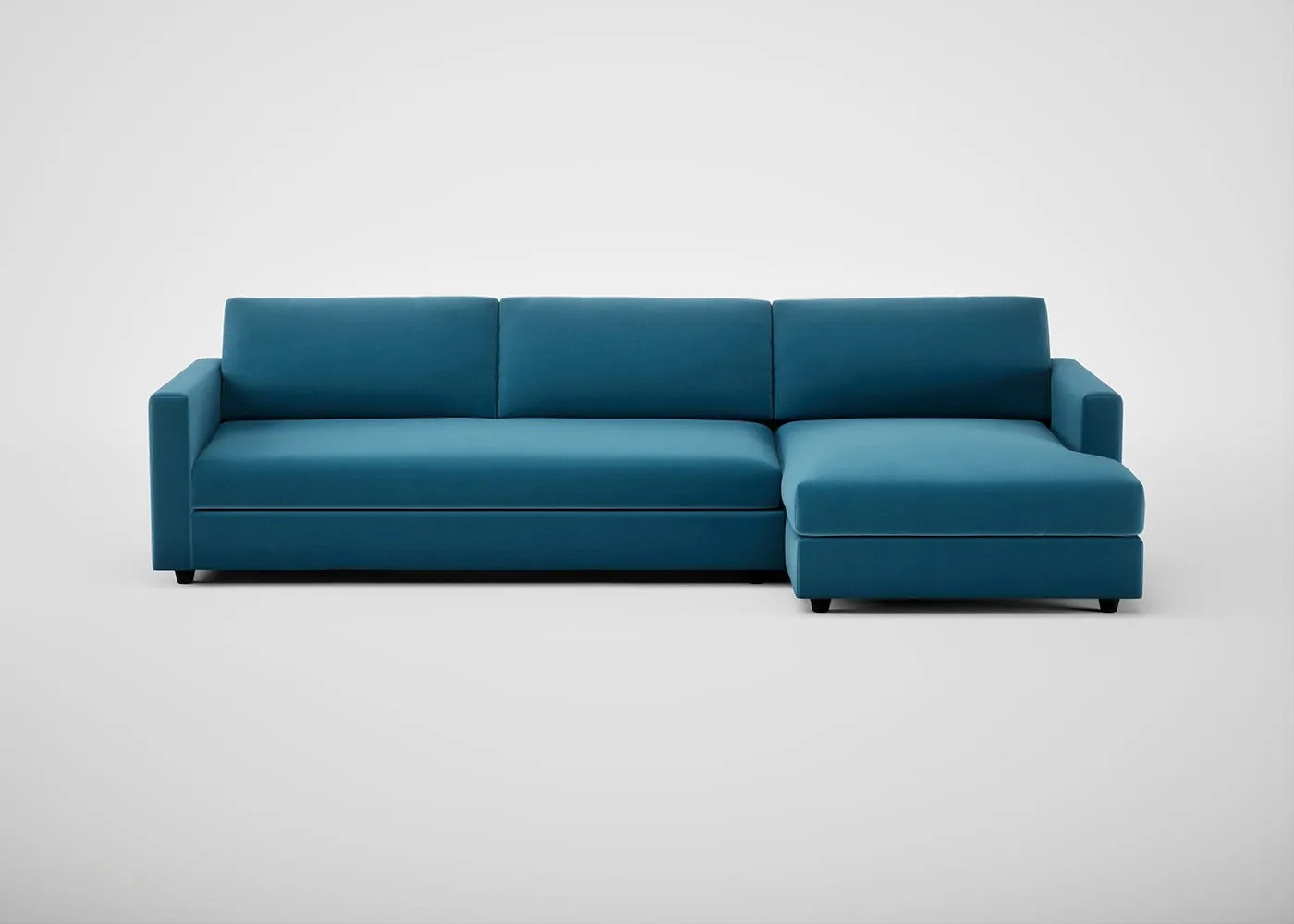 Heal's Nimbus II RHF 4 Seater Corner Chaise Smart Velvet Ocean Black Feet 1