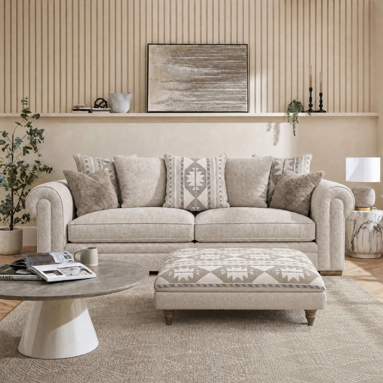 Beaumont Large Square Footstool Fabric | Barker & Stonehouse 2
