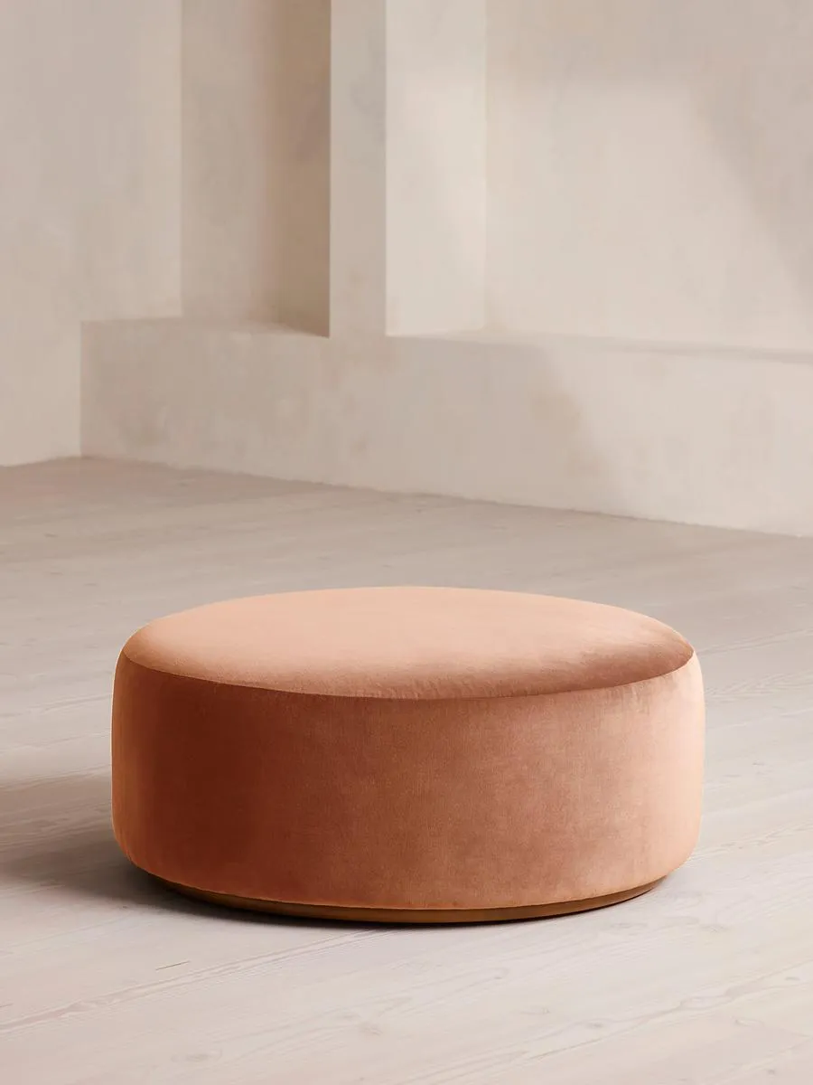 Aline Ottoman, Velvet, Antique Rose