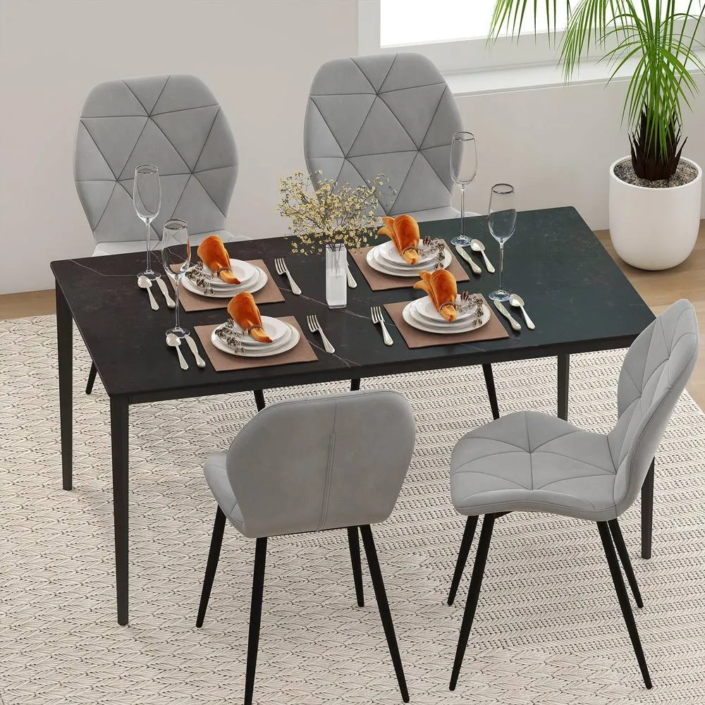 Costway Upholstered Dining Chair Set of 4 Modern Kitchen Chair-Grey in Grey 4