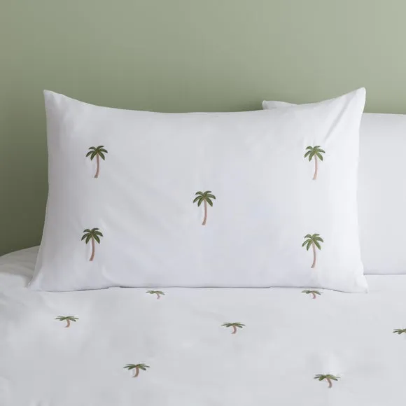 Palm Tree Embroidery Duvet Cover and Pillowcase Set 2