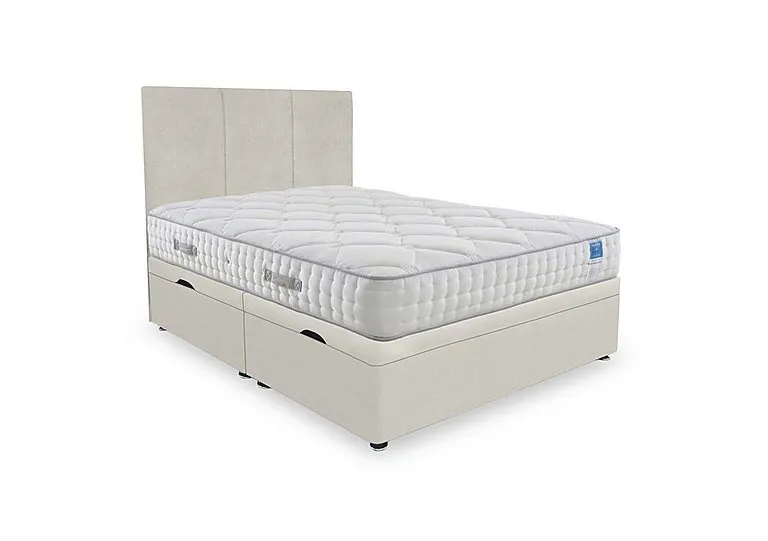 Memory Luxe Side Lift Ottoman Divan Set - Small Double - Plush Ecru