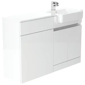 Be Modern Botanica Gloss White Right Hand 1260mm Freestanding Vanity & Toilet Pan Unit with Basin Modular Combination