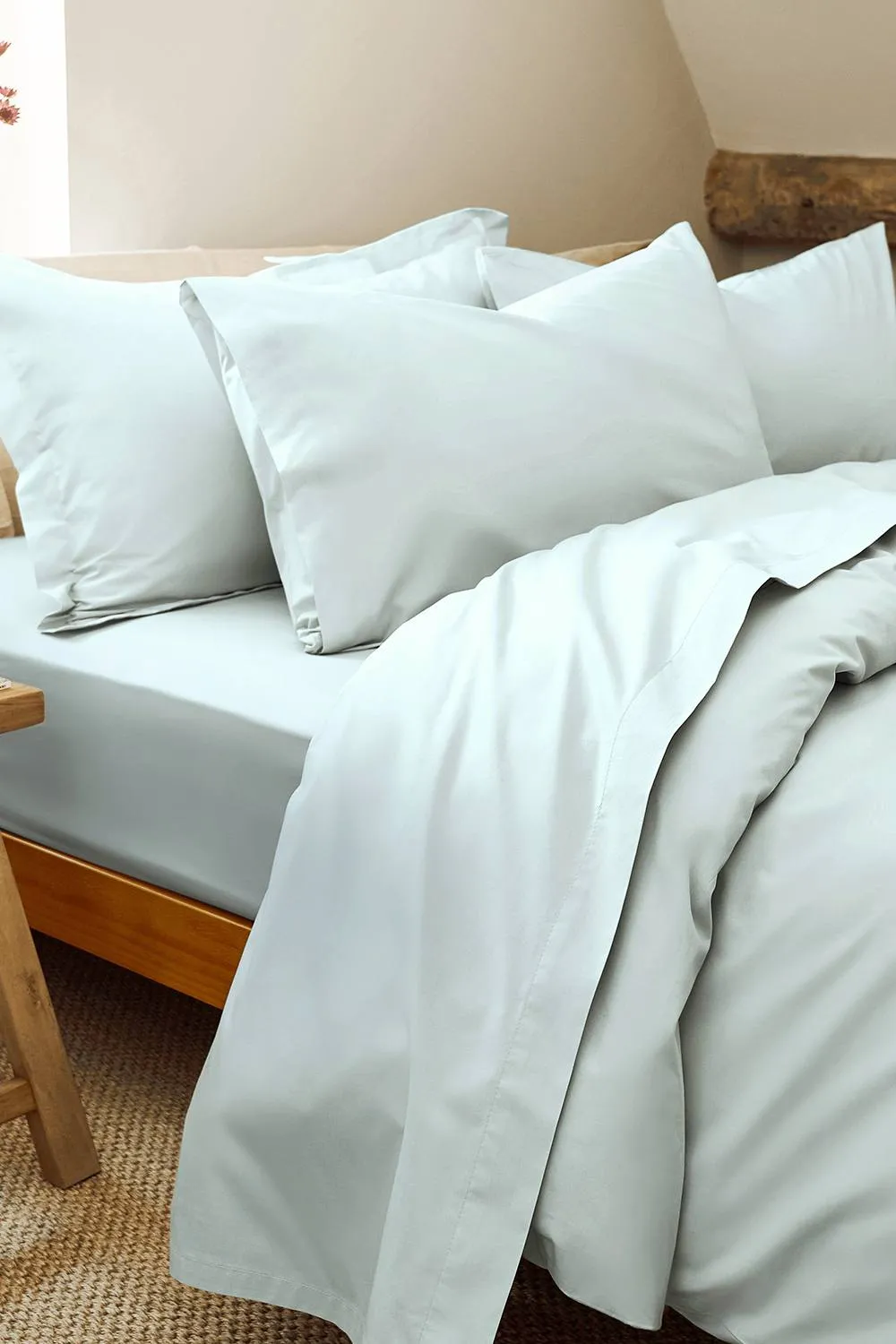 CHRISTY Pure Cotton Percale Flat Sheets in Duck Egg Blue 1