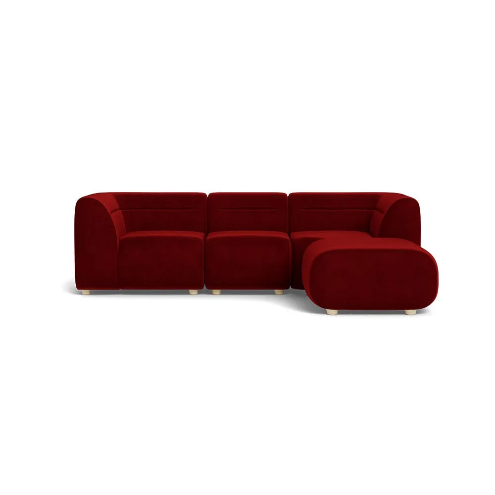 Heal's Lilli Right Hand Facing Corner Sofa Smart Luxe Velvet Mulberry Natural Beech Feet 1
