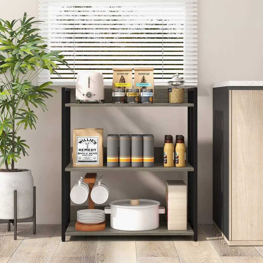 Costway 3-Tier Bookshelf Industrial Corner Bookcase w/ Adjustable Shelves in Grey 6