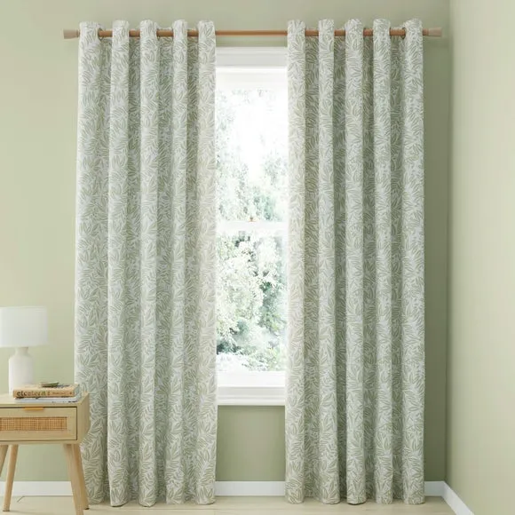 Catherine Lansfield Sorrel Leaves Reversible Eyelet Curtains 5
