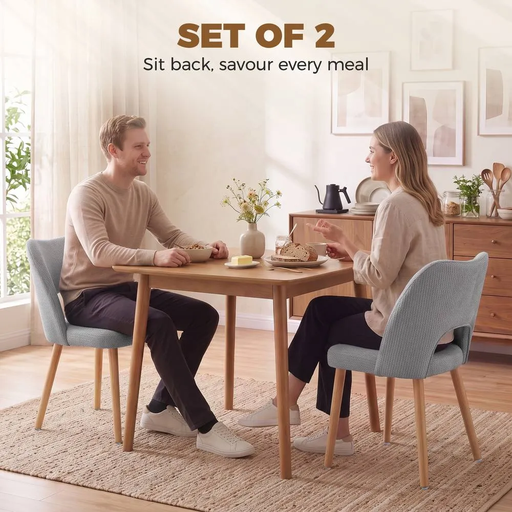 HOMCOM Dining Chairs Set of 2 Curved Open Back in Grey 4