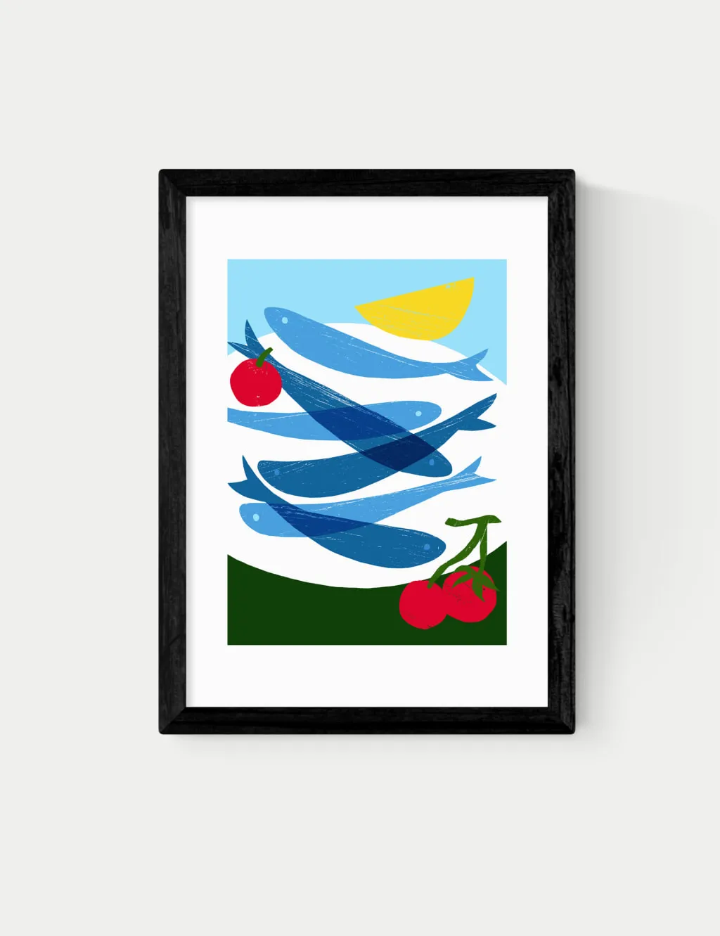 East End Prints Small Fish Framed Art Black