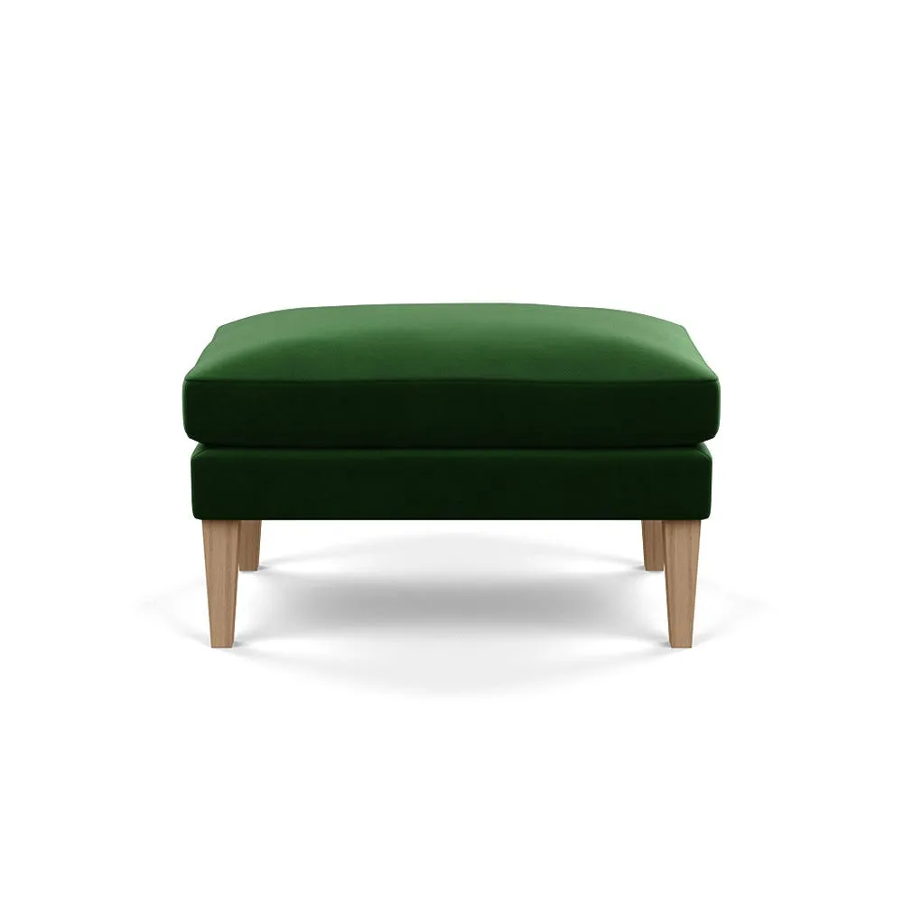 Heal's Wallis Ottoman Smart Velvet Forest Stained Oak Feet