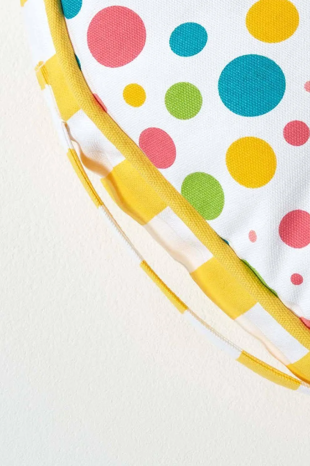 Homescapes Multi Polka Dots & Yellow Stripes Round Floor Cushion 4