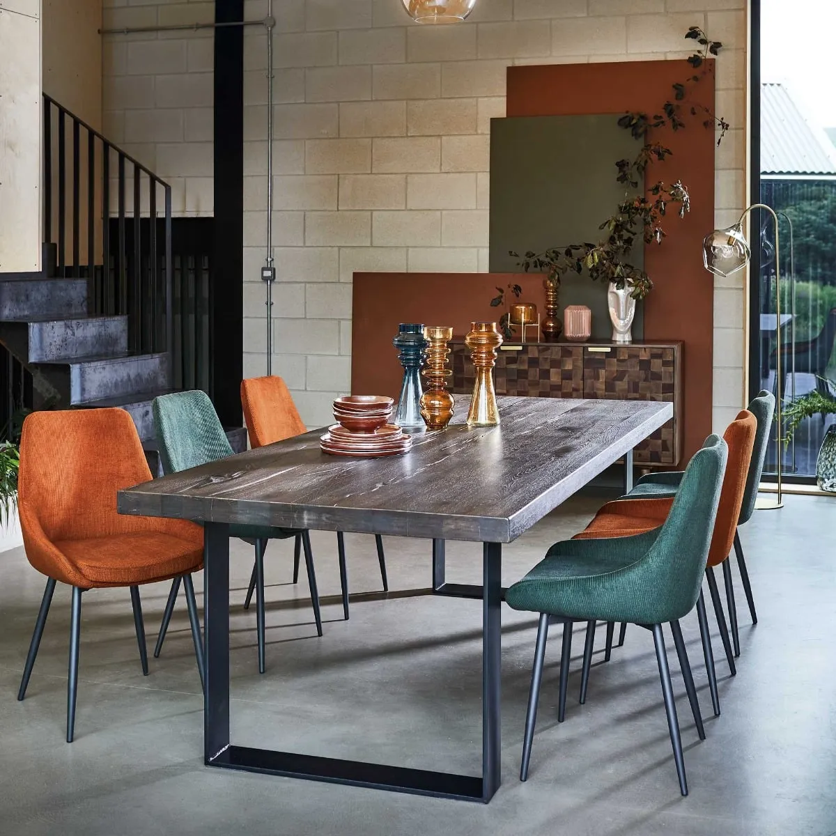 Emmett Dining Chair, Orange Fabric | Barker & Stonehouse 3