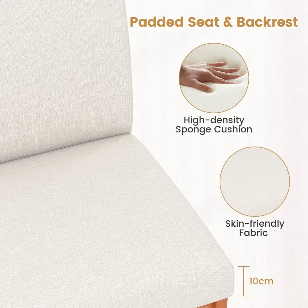 Costway 2PCS Modern Kitchen Dining Chair Upholstered Armless Accent Chair in Beige 3