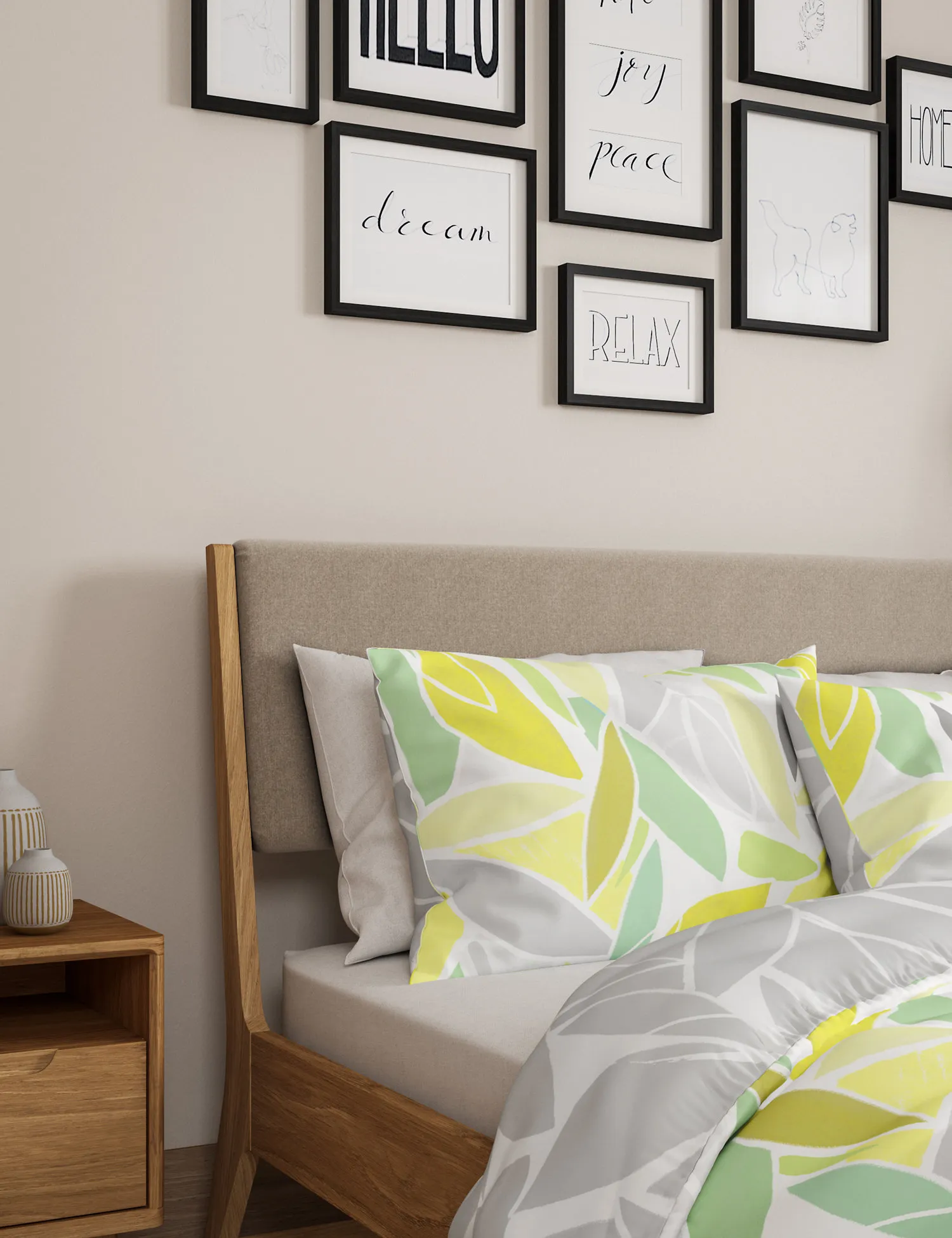 M&S Cotton Mix Leaf Bedding Set