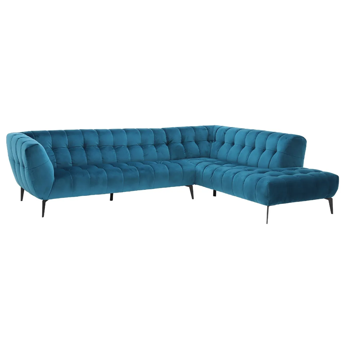Right Hand Facing Corner Sofa - Velvet - Teal - W286 x D220 x H76cm - Barker & Stonehouse