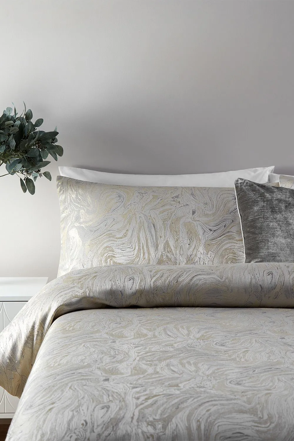 Paoletti Marble Metallic Jacquard Duvet Cover Set in Metallics 3