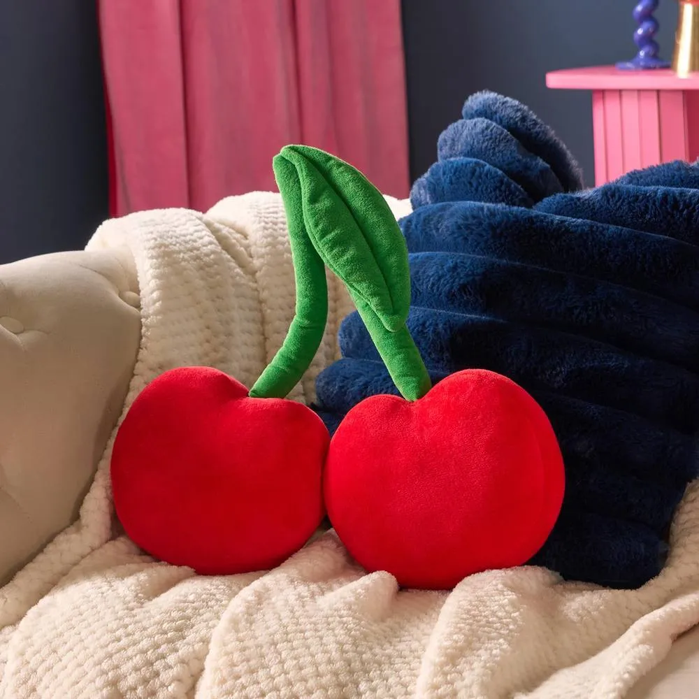 OHS Cherry Shaped Decorative Scatter Cushion Throw Pillow in Red