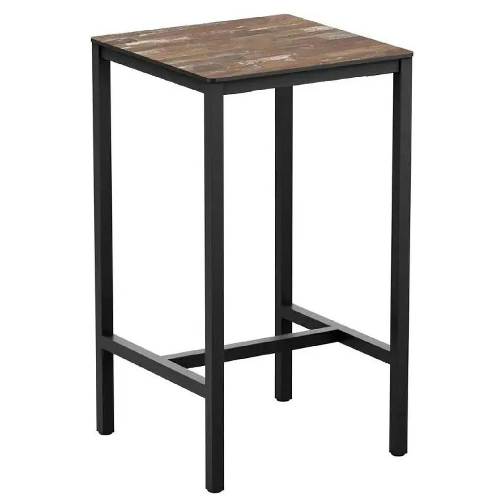 netfurniture Belgravia Planked Vintage Wood Bar Height Table Black - 60 x 60cm