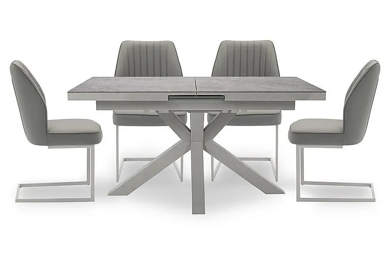 Fumo Pop Up Extending Dining Table and 4 Faux Leather Cantilever Chairs - 140-cm