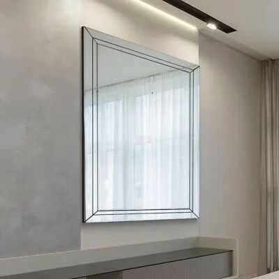 MirrorOutlet Cranbury All Glass Double-Edged Venetian Wall Mirror 144 x 115.5 CM in Silver 3