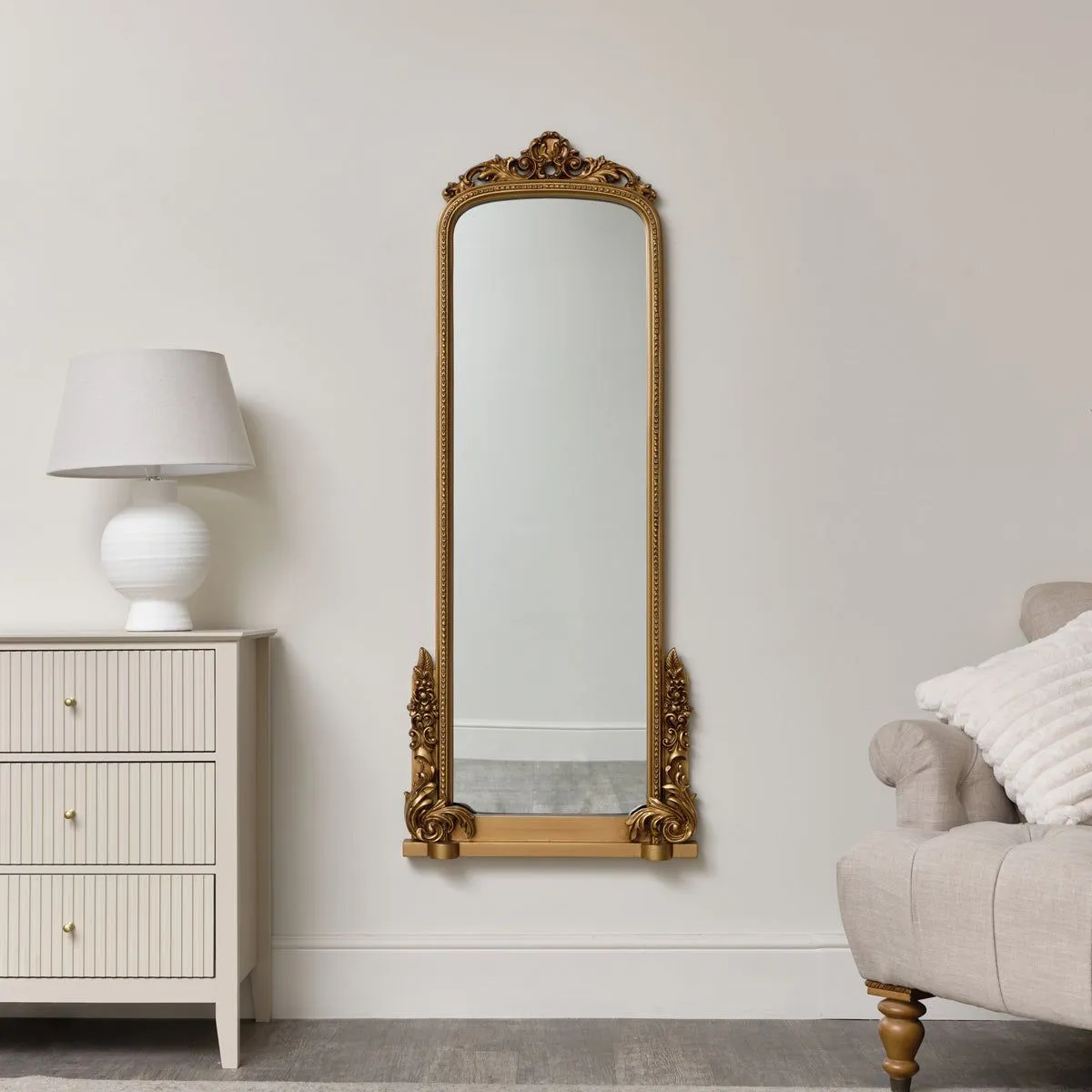 Melody Maison Large Tall Arch Antique Gold Ornate Mirror - 150cm X 60cm 6
